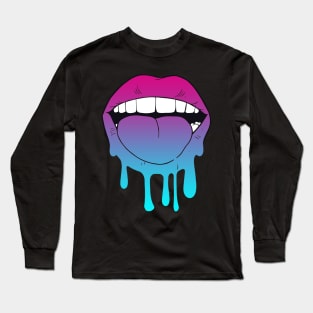 Vaporwave Dripping Lips Tongue Out Long Sleeve T-Shirt